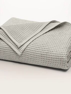 Boll & Branch 100% Cotton waffle knit King size blanket PEWTER